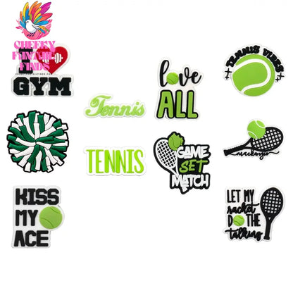 10pcs Sport Shoe Charms Basketball Football Swimming Tennis  Shoe Decorations Pins for Men Women Kids Shoe Ornament Accessories - Cheeky Fantail Finds