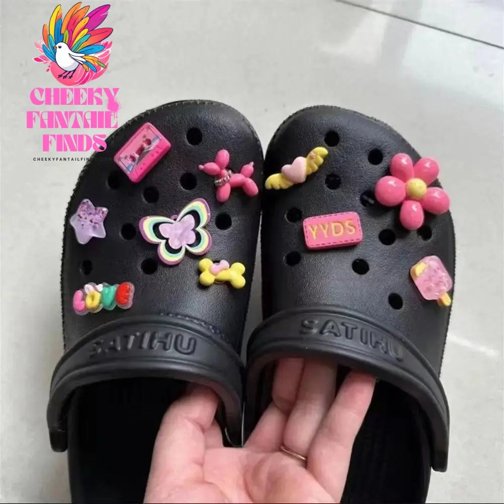 10pcs Y2K Pinky Girl Shoe Charms Decorations For DIY Shoe Accessories Fit Clogs Best Gift Cheeky Fantail Finds