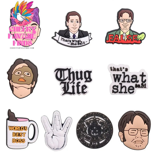 10pcs "World's Best Boss" & Pop Culture PVC Shoe Charms Set - Diverse Cartoon Faces & Inspirational Phrases - Ideal for DIY Bracelets, Hole Slippers & More - Unique Gift for Men Cheeky Fantail Finds