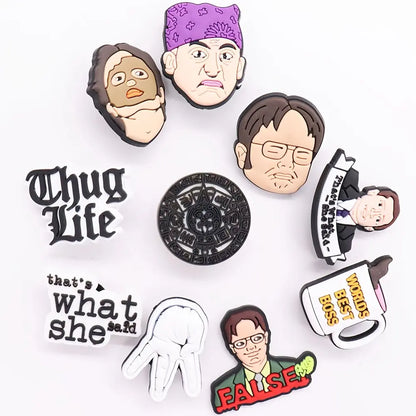 10pcs "World's Best Boss" & Pop Culture PVC Shoe Charms Set - Diverse Cartoon Faces & Inspirational Phrases - Ideal for DIY Bracelets, Hole Slippers & More - Unique Gift for Men Cheeky Fantail Finds