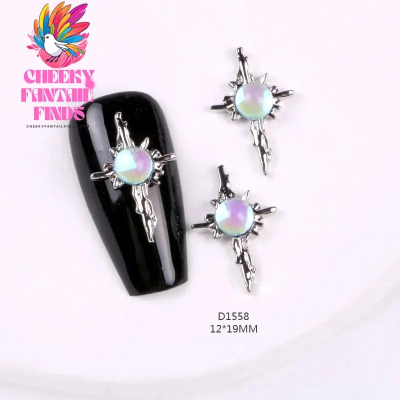 10pcs/lot Flat Bear Nails Charm Rhinestones Silver/Gold Nail Accessories Professional Charm Zirconia Diamond Luxury Parts DIY Cheeky Fantail Finds