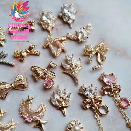 10pcs/lot Luxury Unicorn Heart Love Zircon Crystals Metal Nails Jewelry Decorations Nail Art Accessories Charms Parts Supplies Cheeky Fantail Finds
