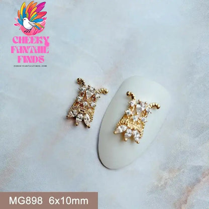 10pcs/lot Luxury Unicorn Heart Love Zircon Crystals Metal Nails Jewelry Decorations Nail Art Accessories Charms Parts Supplies Cheeky Fantail Finds