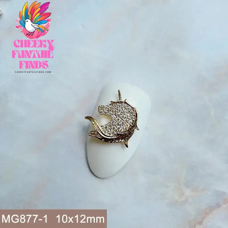 10pcs/lot Luxury Unicorn Heart Love Zircon Crystals Metal Nails Jewelry Decorations Nail Art Accessories Charms Parts Supplies Cheeky Fantail Finds