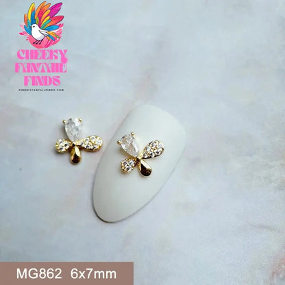 10pcs/lot Luxury Unicorn Heart Love Zircon Crystals Metal Nails Jewelry Decorations Nail Art Accessories Charms Parts Supplies Cheeky Fantail Finds