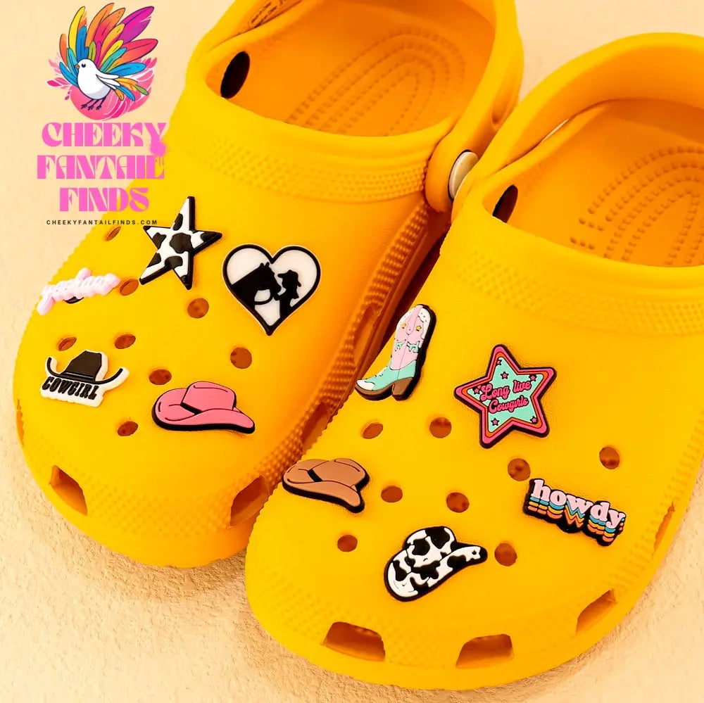 11/12 PVC Shoe Charms Cowboy Cowgirl Hat Shoe Decorations Pins for Men Women Gift Star Heart Sandal Clog Accessories Clog Buckle - Cheeky Fantail Finds