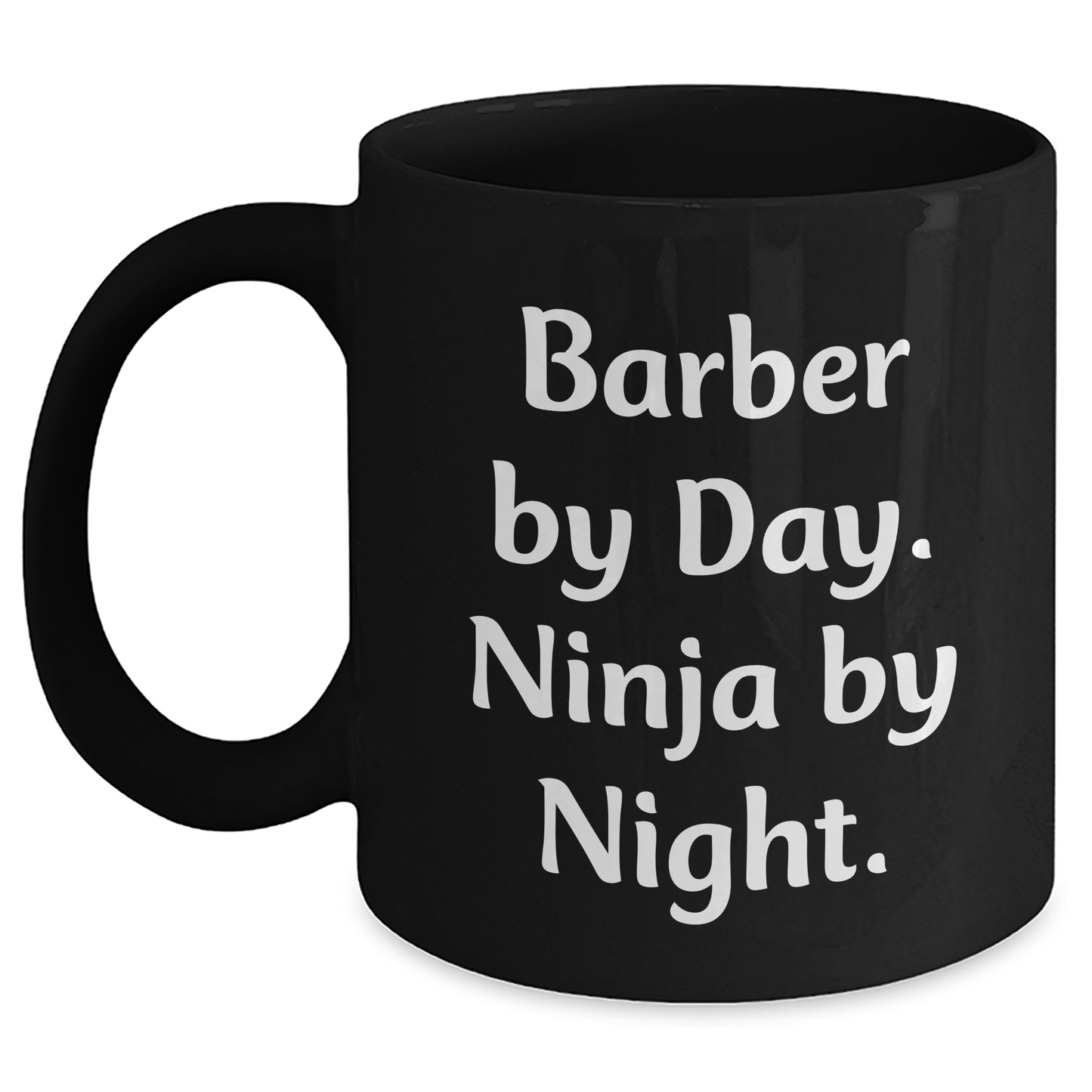 Funny Barber Gifts from Men - 'Barber By Day. Ninja By Night.' Black Coffee Mug for Fathers Day - Main