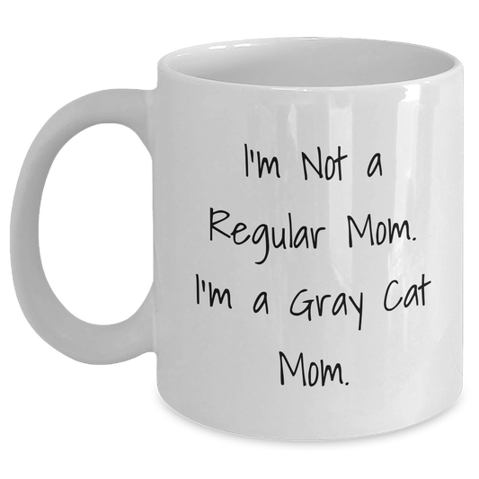 Funny Gray Cat Mom Gifts from Women to Gray Cat Lovers on Father's Day - White Coffee Mug - Main