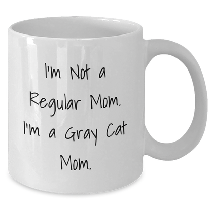 Funny Gray Cat Mom Gifts from Women to Gray Cat Lovers on Father's Day - White Coffee Mug - Additional
