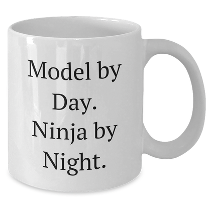 Model By Day Funny White Coffee Mugs Gifts for Men from Family on Father's Day, Ninja By Night - Additional