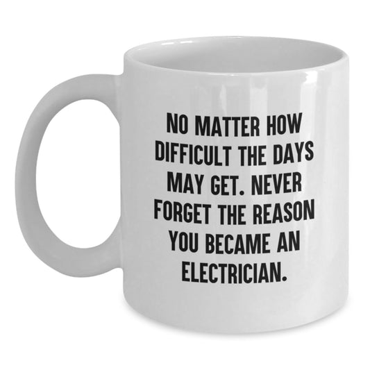 Inspirational Electrician Gifts for Men, Funny Quote White Coffee Mug, Graduation Unique Gifts from Friends - Main