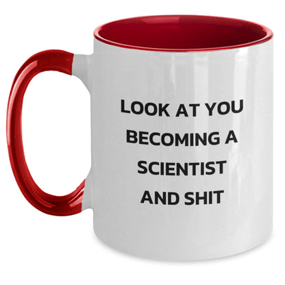 Funny Scientist Gifts for Men, Women, Coworkers, Friends - Look At You Becoming A Scientist - Two Tone Coffee Mug, Graduation Unique Gifts from Family - Main