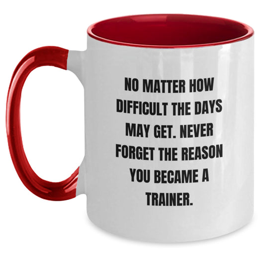 Inspirational Trainer Gifts from Friends, Funny Two Tone Coffee Mugs with Quote, Gifts for Trainer on Graduation, Gifts from Family - Main