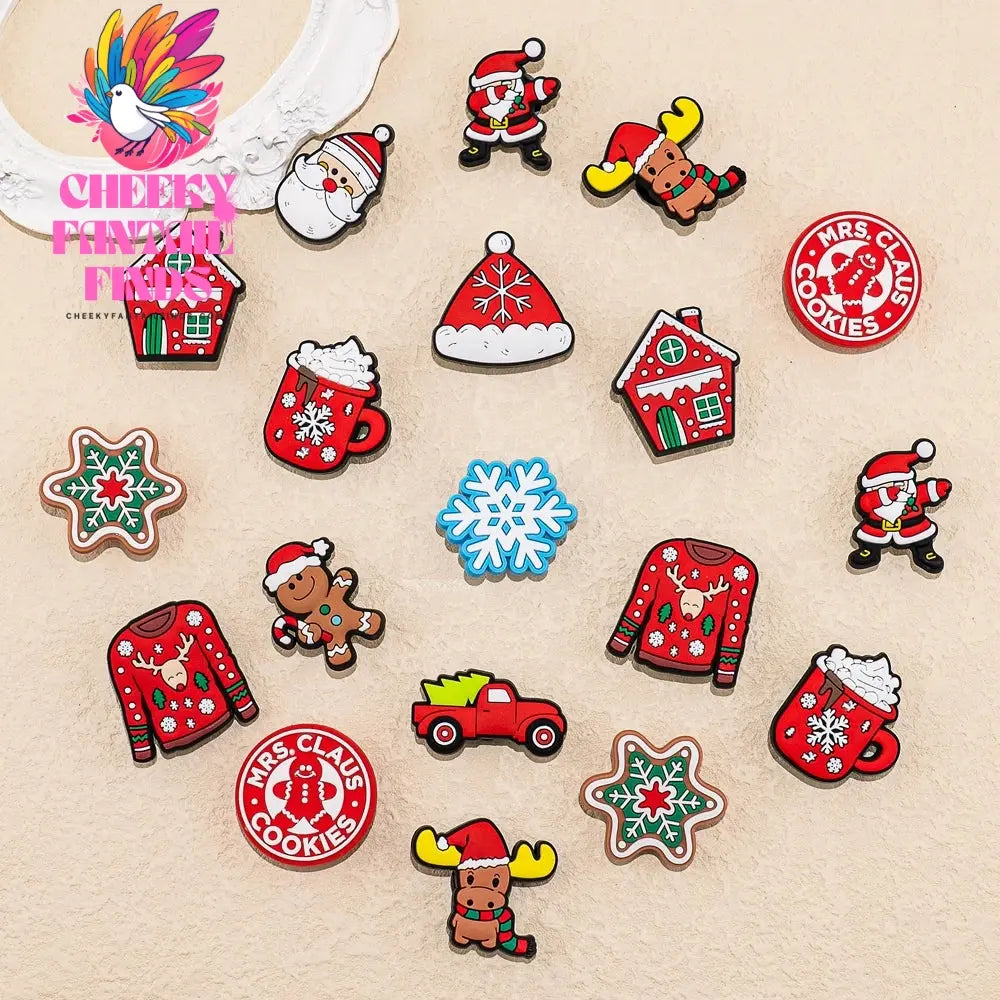 12/20/50pcs Christmas Shoe Charms Shoe Decorations Pins for Women Kids Men Boys Girls Xmas Favor Gift Garden Sandal Accessories - Cheeky Fantail Finds