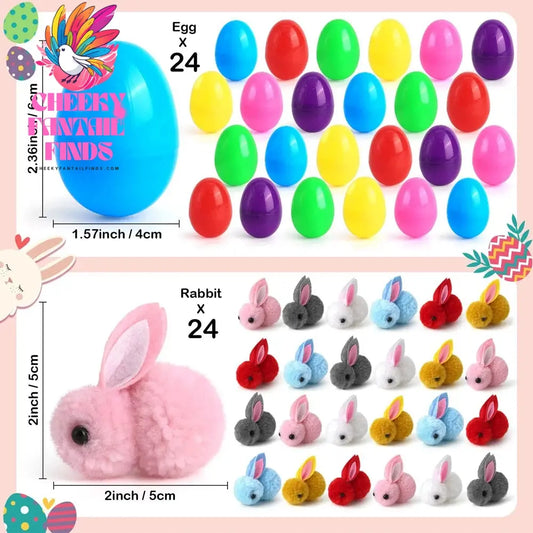 12/24PCS Easter Egg Mini Rabbit Plush Doll Blind Box Children's Cute Toys Holiday Decoration Birthday Gifts Animal Ornaments Cheeky Fantail Finds