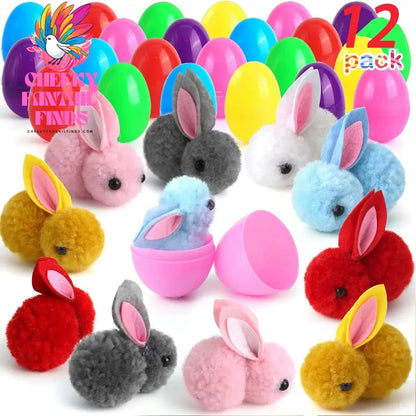 12/24PCS Easter Egg Mini Rabbit Plush Doll Blind Box Children's Cute Toys Holiday Decoration Birthday Gifts Animal Ornaments Cheeky Fantail Finds