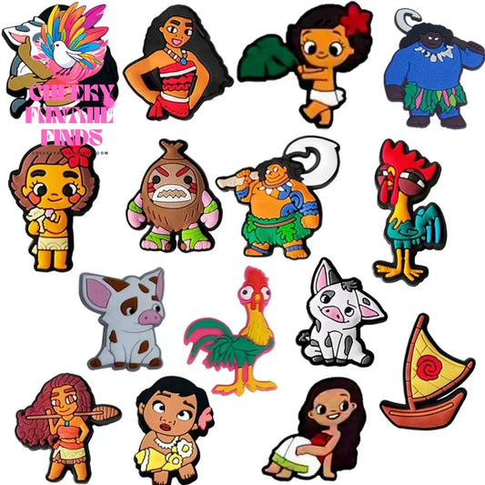 12-50Pcs Moana Shoes Charms PVC Shoe Accessories For Clogs Sandals Decoration Buckle Kids Friends Gifts - Cheeky Fantail Finds