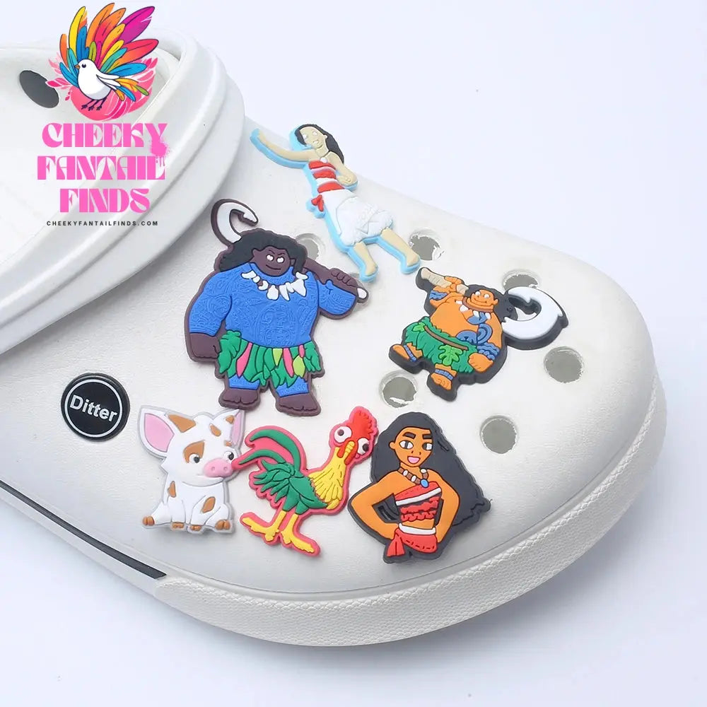 12-50Pcs Moana Shoes Charms PVC Shoe Accessories For Clogs Sandals Decoration Buckle Kids Friends Gifts - Cheeky Fantail Finds