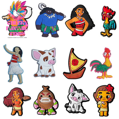 12-50Pcs Moana Shoes Charms PVC Shoe Accessories For Clogs Sandals Decoration Buckle Kids Friends Gifts - Cheeky Fantail Finds