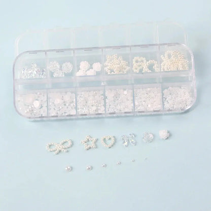 12 Grids Mixed 3D Punk Silver Heart Cross Metal Manicure Nail Decoration Retro Different Design Cross Nails Art Charms Cheeky Fantail Finds