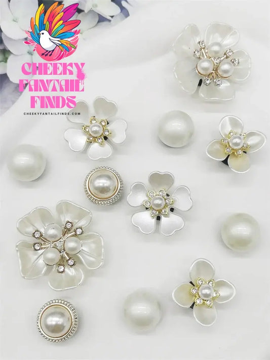 12PCS ABS Shoe Charms Buckles DIY Adorable Clog Accessories White Floral Decorations Ornaments Fit Women Sandals Halloween Gifts - Cheeky Fantail Finds