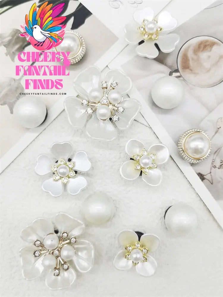 12PCS ABS Shoe Charms Buckles DIY Adorable Clog Accessories White Floral Decorations Ornaments Fit Women Sandals Halloween Gifts - Cheeky Fantail Finds