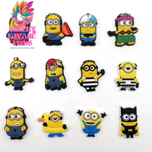 12PCS Despicable Me Shoe Charms Shoe Flowers Cartoon Figure Accessories Shoes Decorations for shoes Slippers Buckle Gift Cheeky Fantail Finds