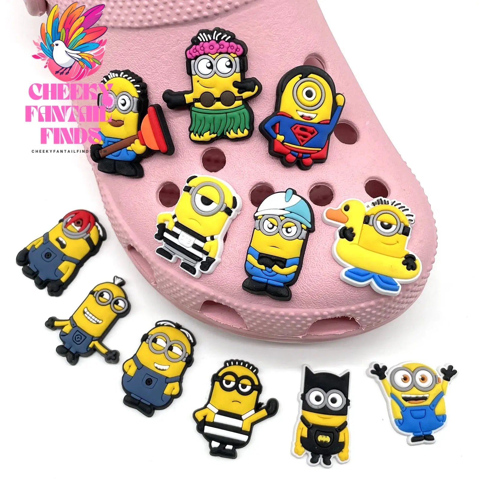 12PCS Despicable Me Shoe Charms Shoe Flowers Cartoon Figure Accessories Shoes Decorations for shoes Slippers Buckle Gift Cheeky Fantail Finds