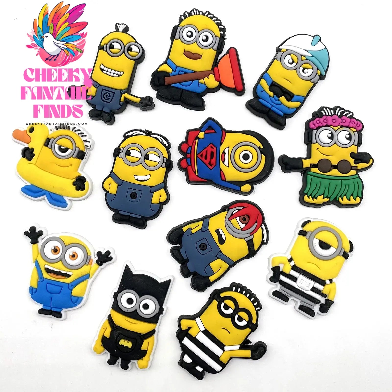 12PCS Despicable Me Shoe Charms Shoe Flowers Cartoon Figure Accessories Shoes Decorations for shoes Slippers Buckle Gift Cheeky Fantail Finds