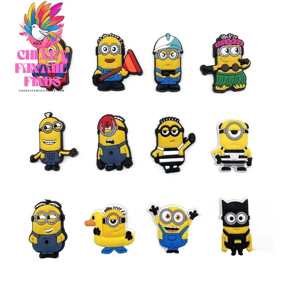 12PCS Despicable Me Shoe Charms Shoe Flowers Cartoon Figure Accessories Shoes Decorations for shoes Slippers Buckle Gift Cheeky Fantail Finds