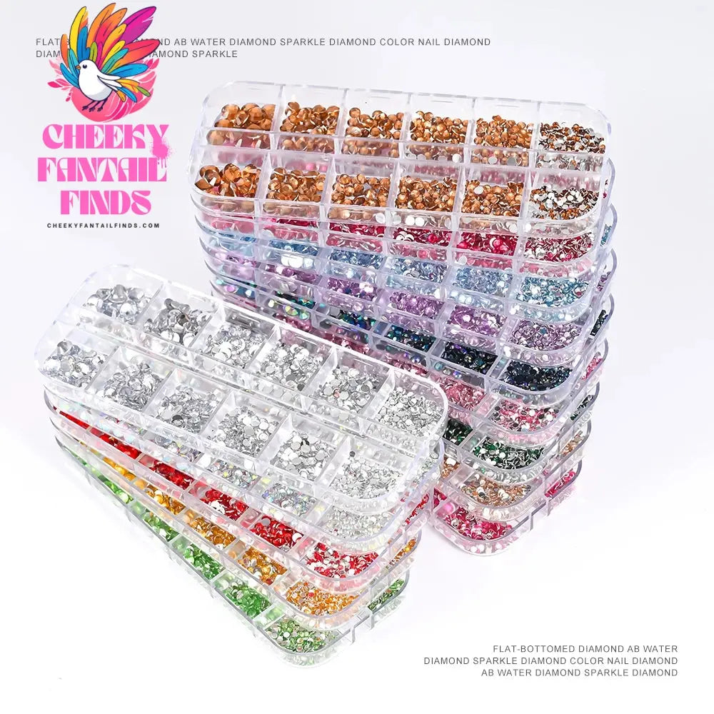 12grids Red Nail Gems Rhinestones 2/3/4/5mm Flat-Back Nail Crystal Diamond SS6/10/16/20/30 Mixed Luxury Glass Rhinestones Charms Cheeky Fantail Finds
