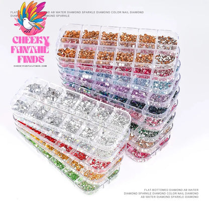 12grids Red Nail Gems Rhinestones 2/3/4/5mm Flat-Back Nail Crystal Diamond SS6/10/16/20/30 Mixed Luxury Glass Rhinestones Charms Cheeky Fantail Finds