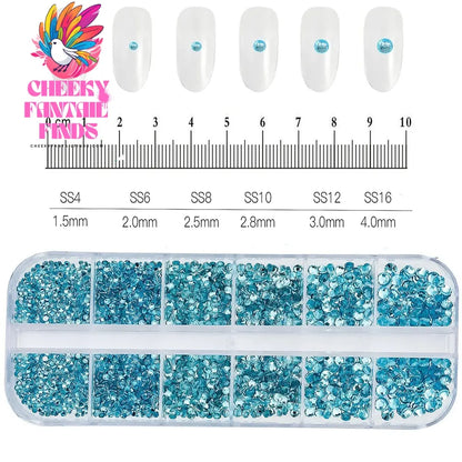 12grids Red Nail Gems Rhinestones 2/3/4/5mm Flat-Back Nail Crystal Diamond SS6/10/16/20/30 Mixed Luxury Glass Rhinestones Charms Cheeky Fantail Finds