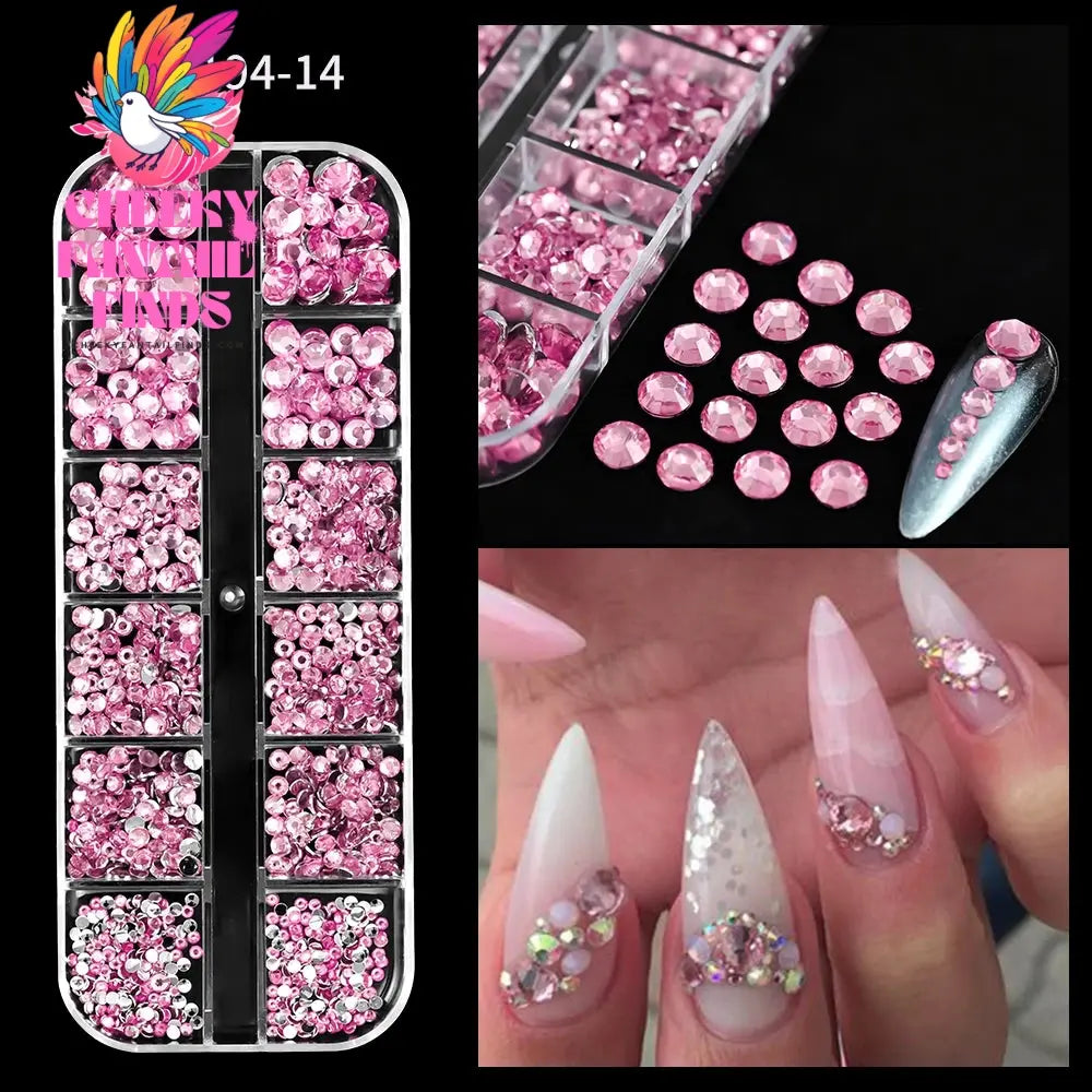 12grids Red Nail Gems Rhinestones 2/3/4/5mm Flat-Back Nail Crystal Diamond SS6/10/16/20/30 Mixed Luxury Glass Rhinestones Charms Cheeky Fantail Finds