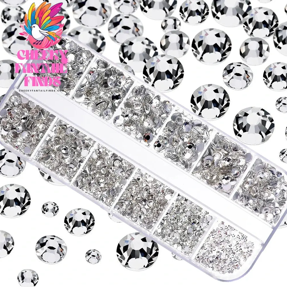 12grids Red Nail Gems Rhinestones 2/3/4/5mm Flat-Back Nail Crystal Diamond SS6/10/16/20/30 Mixed Luxury Glass Rhinestones Charms Cheeky Fantail Finds