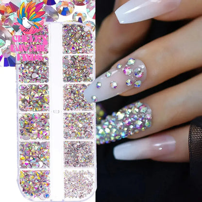 12grids Red Nail Gems Rhinestones 2/3/4/5mm Flat-Back Nail Crystal Diamond SS6/10/16/20/30 Mixed Luxury Glass Rhinestones Charms Cheeky Fantail Finds