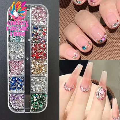 12grids Red Nail Gems Rhinestones 2/3/4/5mm Flat-Back Nail Crystal Diamond SS6/10/16/20/30 Mixed Luxury Glass Rhinestones Charms Cheeky Fantail Finds