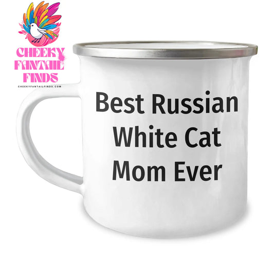 12oz Camping Mug | Funny Best Russian White Cat Mom Ever | Unique Gifts for Father's Day | Russian White Cat Mom Gifts - Image 1