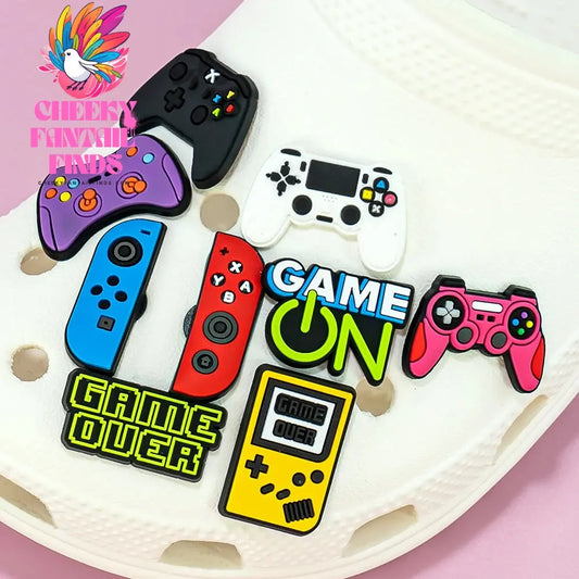 13PCS Set Fashion Game Style Shoe Charms Women Men Decoration Cute Game Controller Shoe Accessories Sandal Buckle Pins for Clog Cheeky Fantail Finds