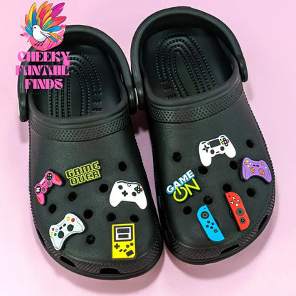 13PCS Set Fashion Game Style Shoe Charms Women Men Decoration Cute Game Controller Shoe Accessories Sandal Buckle Pins for Clog Cheeky Fantail Finds