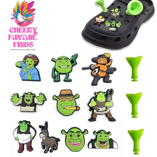 14Pcs-10pcs/set Imitation Shoe Charms PVC Cartoon Clogs Sandals Garden Shoe Accessories Funny for Boy Party Gift Cheeky Fantail Finds