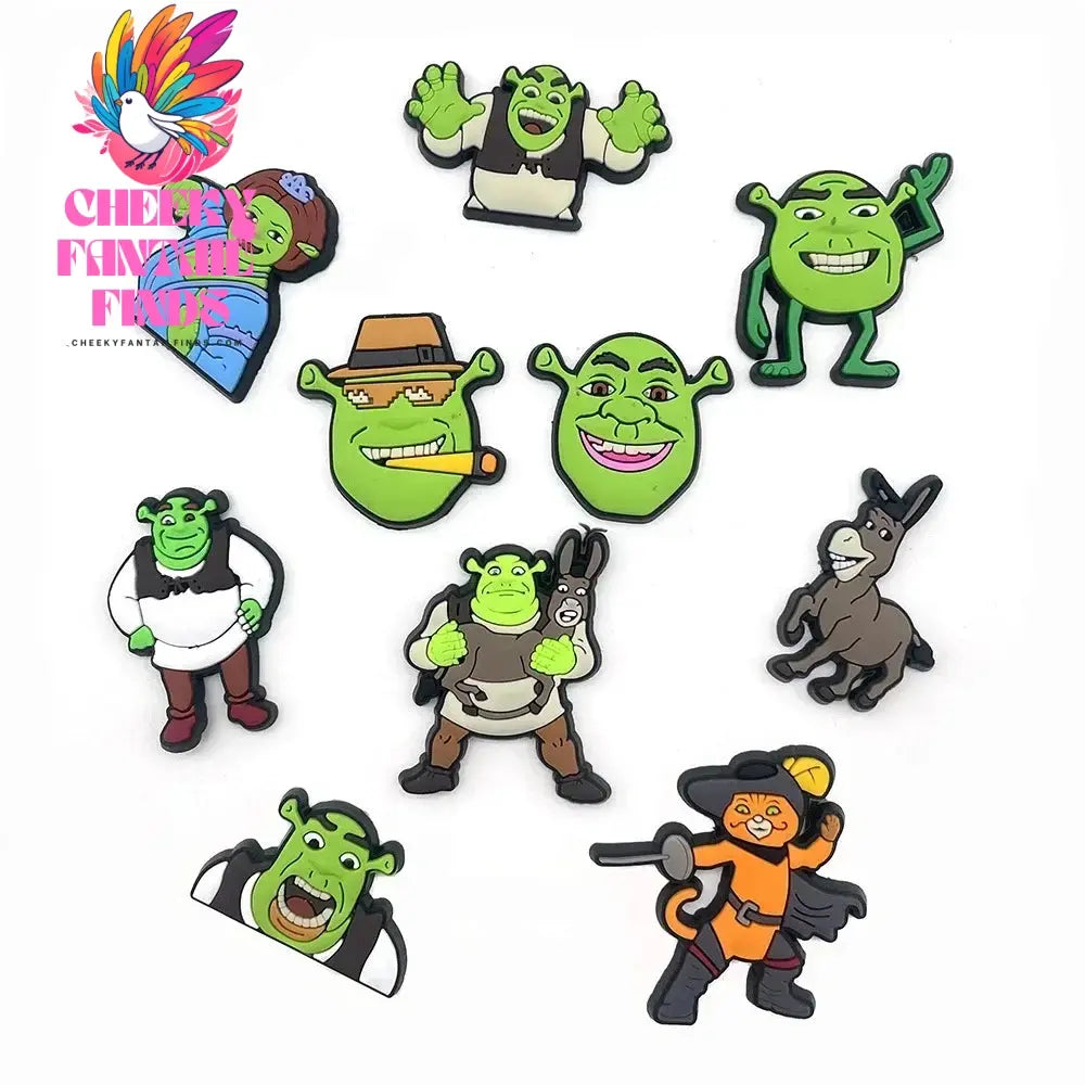 14Pcs-10pcs/set Imitation Shoe Charms PVC Cartoon Clogs Sandals Garden Shoe Accessories Funny for Boy Party Gift Cheeky Fantail Finds