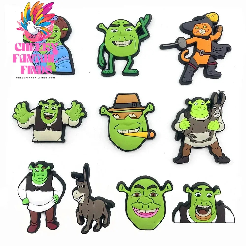 14Pcs-10pcs/set Imitation Shoe Charms PVC Cartoon Clogs Sandals Garden Shoe Accessories Funny for Boy Party Gift Cheeky Fantail Finds