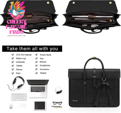 15 15.6 16 inch Laptop Bag for Women MacBook Air Pro M3 M2 M1 HP Dell Asus Notebook PU Leather Computer Shoulder Bag Backpack Cheeky Fantail Finds