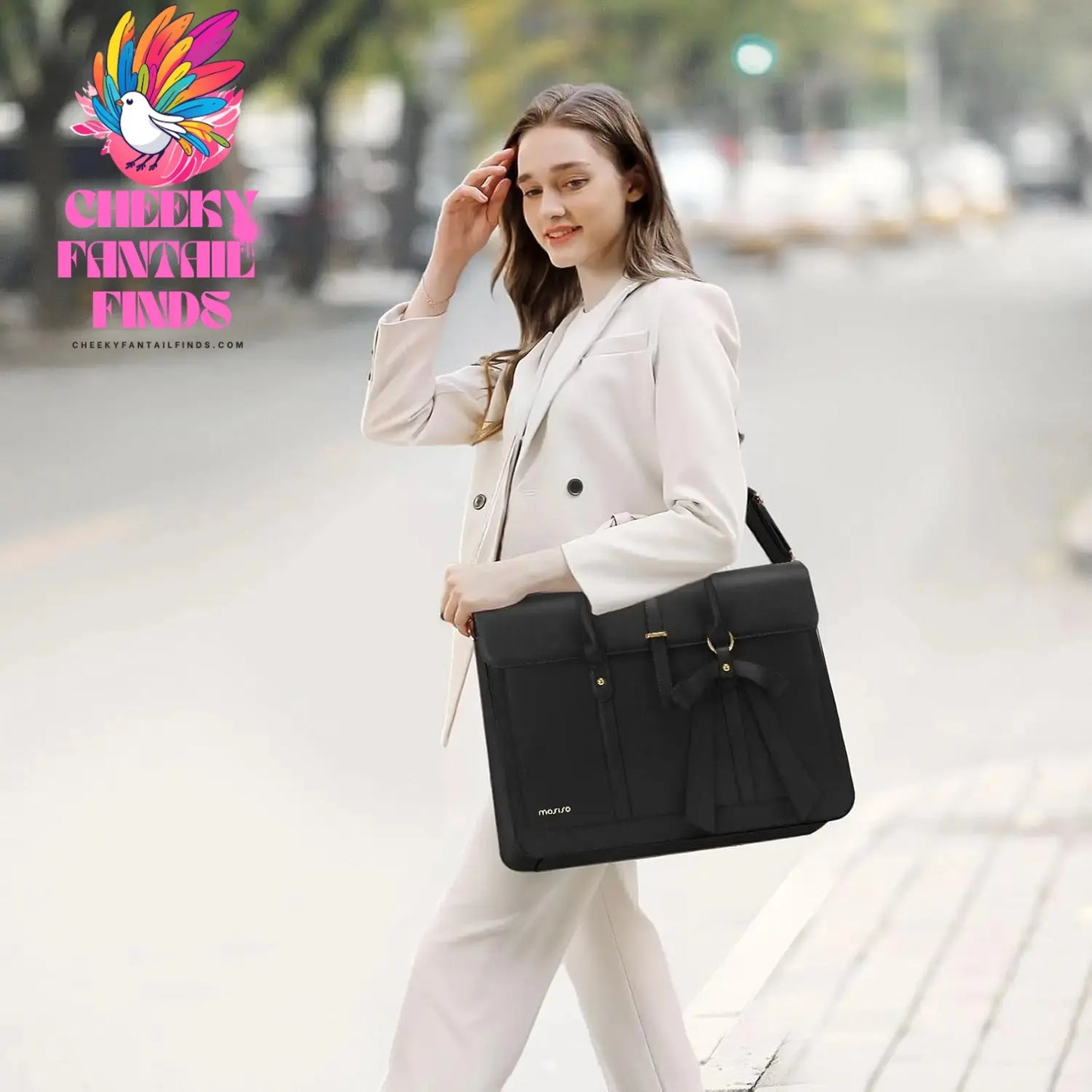 15 15.6 16 inch Laptop Bag for Women MacBook Air Pro M3 M2 M1 HP Dell Asus Notebook PU Leather Computer Shoulder Bag Backpack Cheeky Fantail Finds