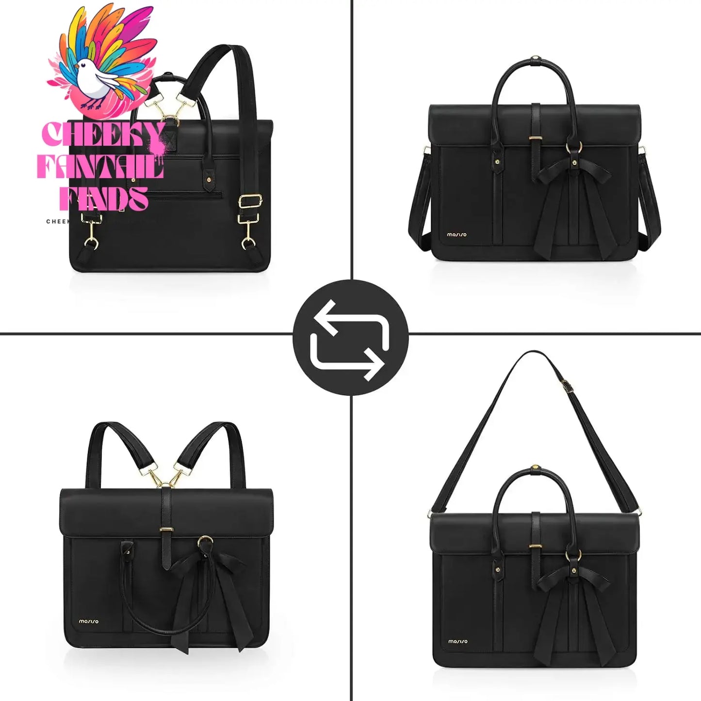 15 15.6 16 inch Laptop Bag for Women MacBook Air Pro M3 M2 M1 HP Dell Asus Notebook PU Leather Computer Shoulder Bag Backpack Cheeky Fantail Finds