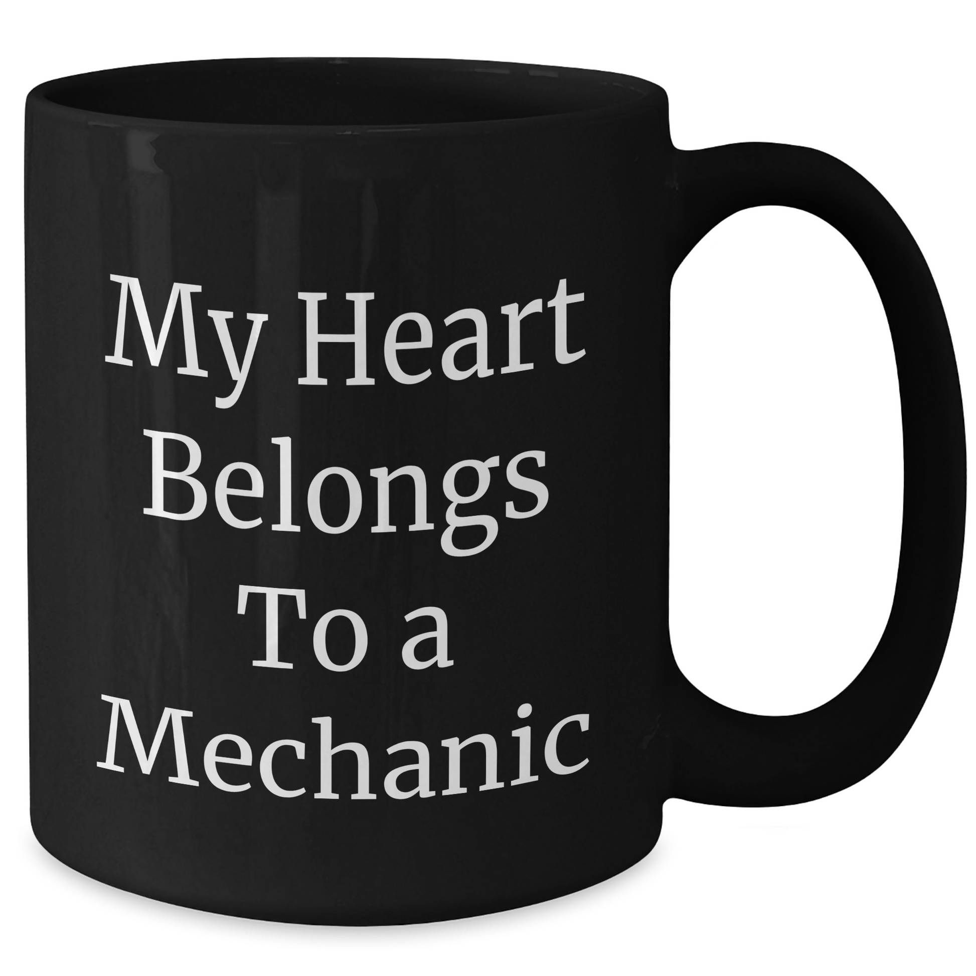 Funny Mechanic Gifts from Friends, Unique Graduation Present for Him, 'My Heart Belongs To A Mechanic' Quote on Black Coffee Mug - Additional