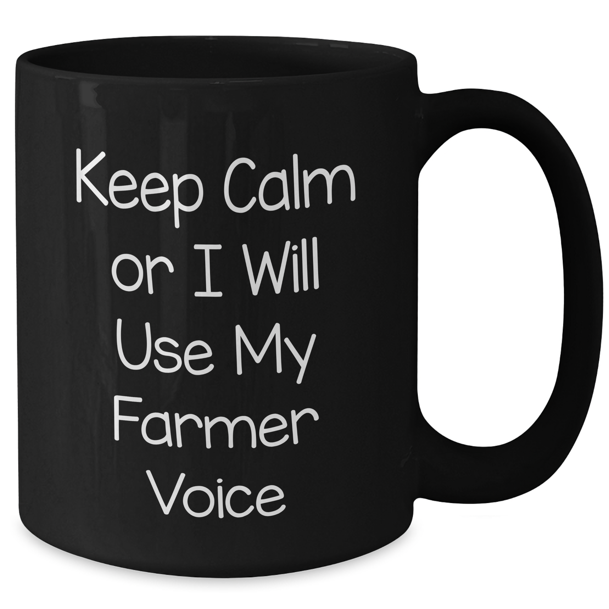 Farmer Gifts from Friends, Keep Calm Or I Will Use My Farmer Voice Funny Coffee Mug, Unique Gifts for Farmer Dad on Father's Day, Black 11oz or 15oz Ceramic Mug - Additional