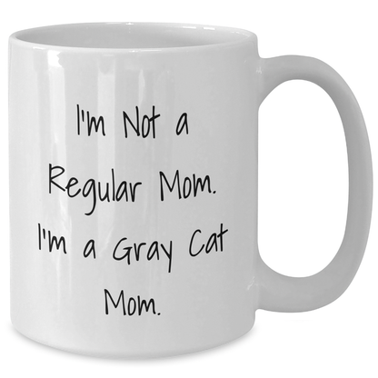 Funny Gray Cat Mom Gifts from Women to Gray Cat Lovers on Father's Day - White Coffee Mug - Additional