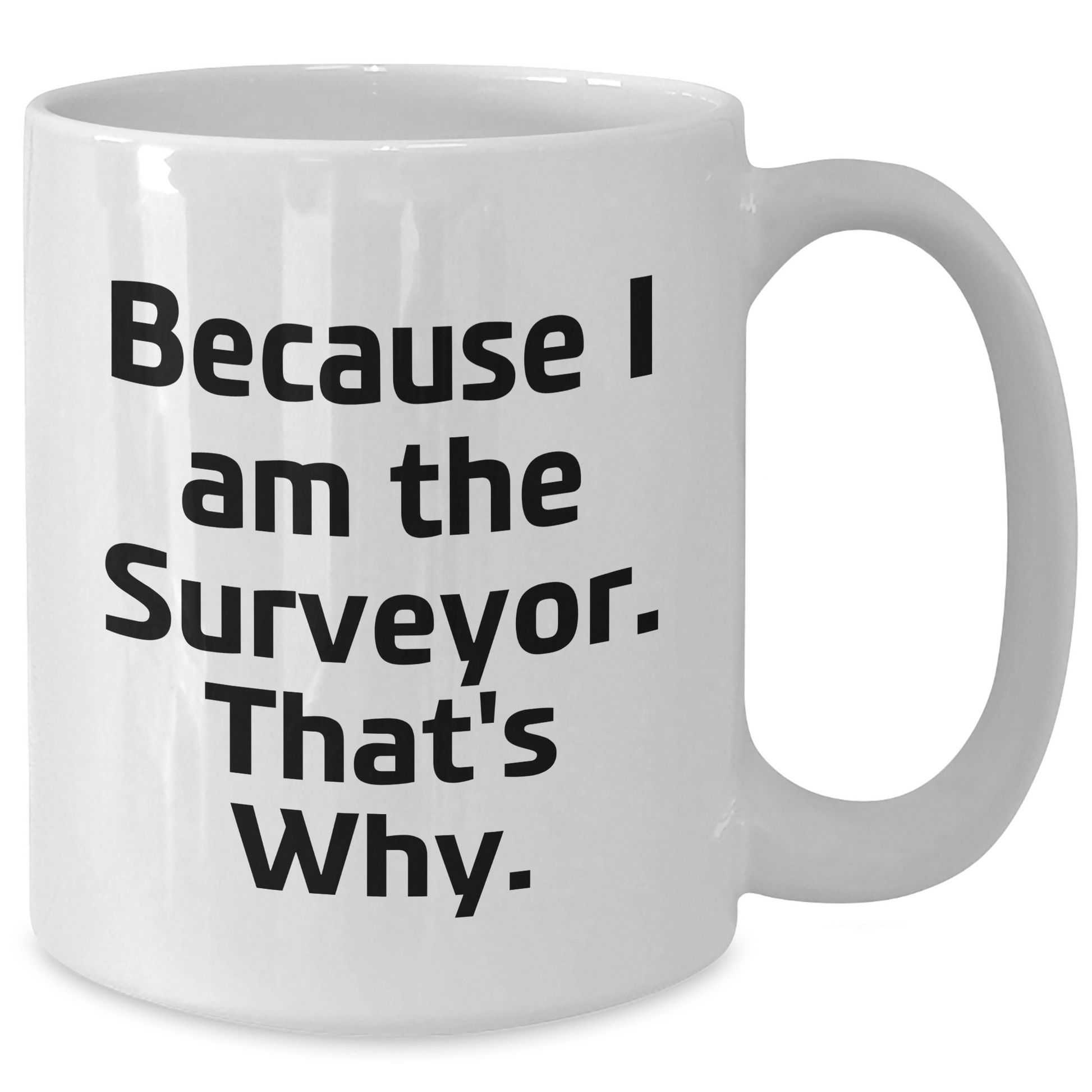 Surveyor Gifts from Friends and Family, Funny White Coffee Mug for Graduation, 'Because I Am The Surveyor. That's Why.' - Additional